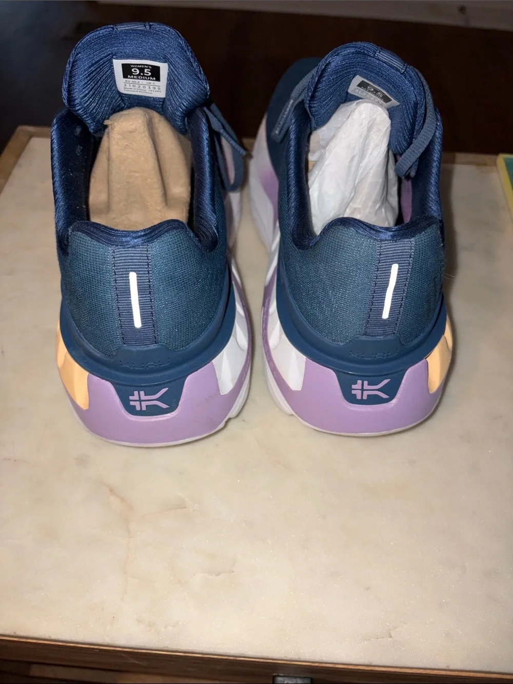 KURU Teal Navy Blue Sneakers with Lavender and Peach Accents